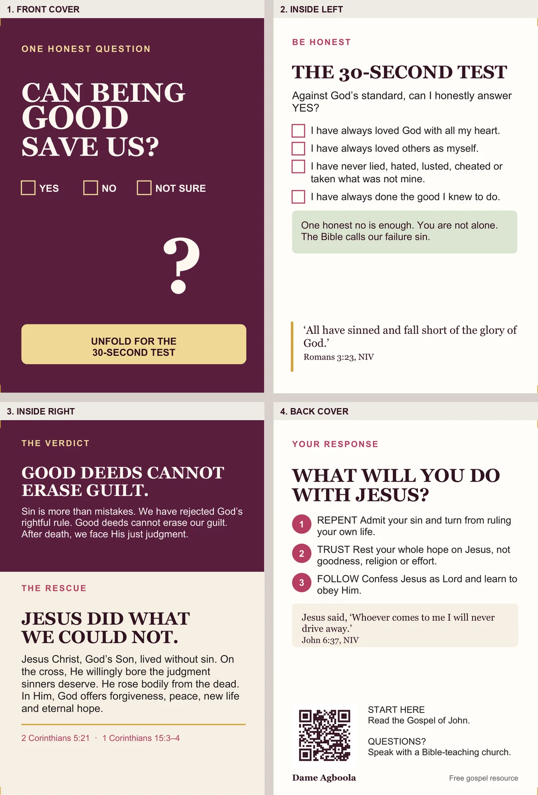Preview of the Can Being Good Save Us printable gospel tract